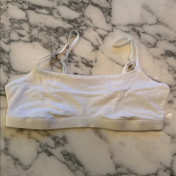 NIB Quince Women's Organic Cotton Scoop Bralette (2-pack) White S - Picture 3 of 4